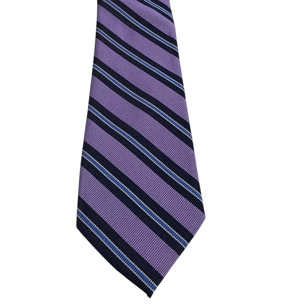 Jos. A. Bank Striped Silk Dress Tie Traveler's Collection Stain Resistant Purple - Picture 6 of 12